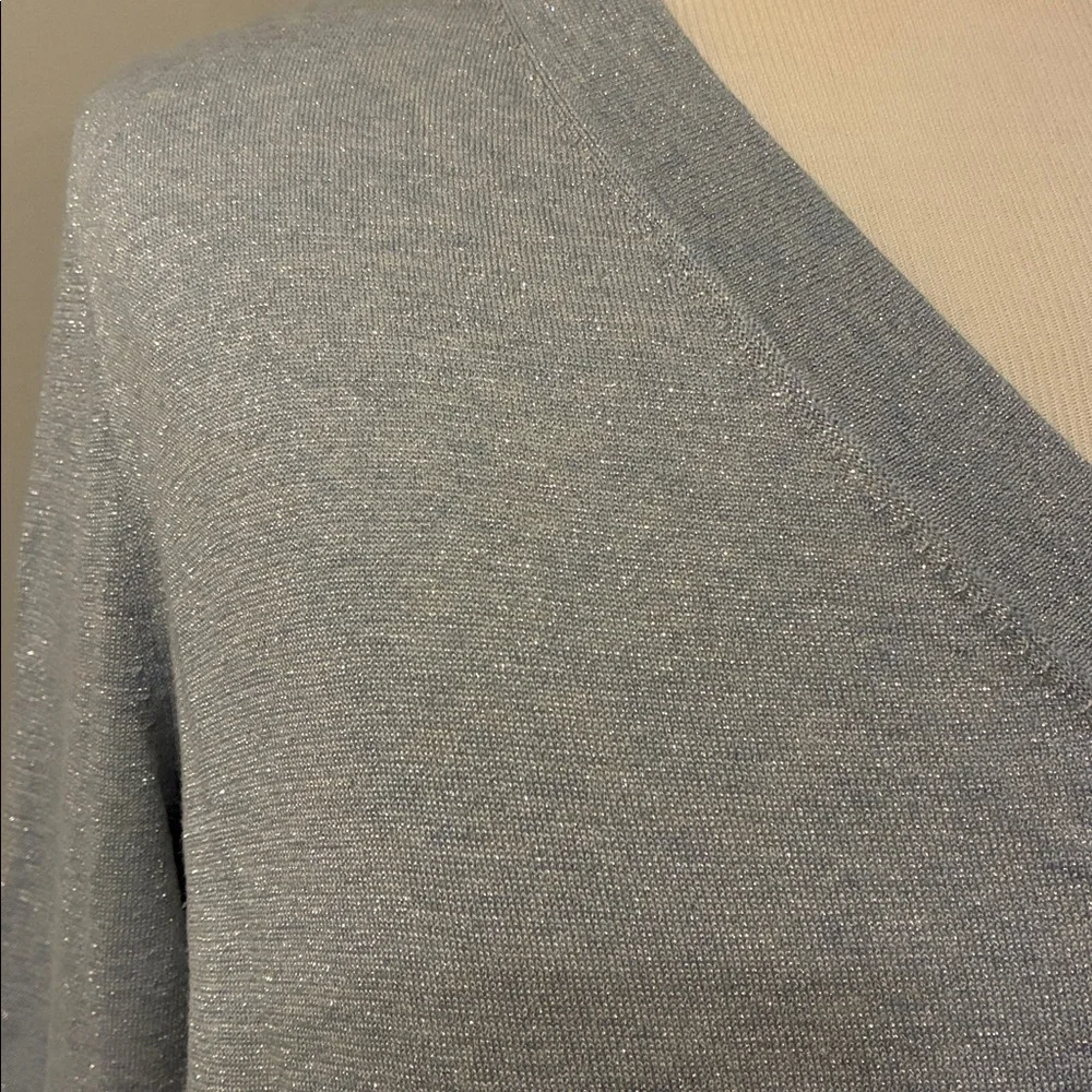 J. Crew Shimmering Light Blue Lurex Wrap Wool Blend Sweater NWOT